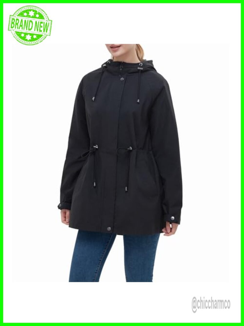 Water-Resistant Hooded Anorak Rain Jacket Trench Coat
